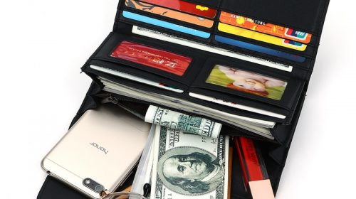 Alena Culian Luminous Geometric Pattern Long Leather Wallet For Women Brand Ladies Card Holder Clutch Wallet