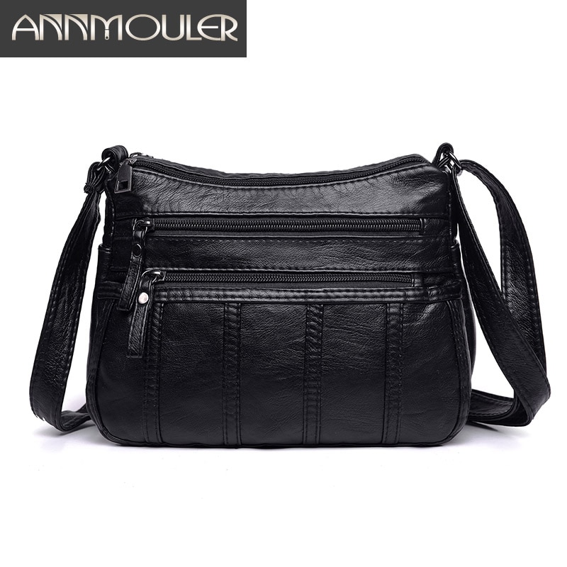 Annmouler’s Soft Washed Leather Patchwork Messenger Bags for Women