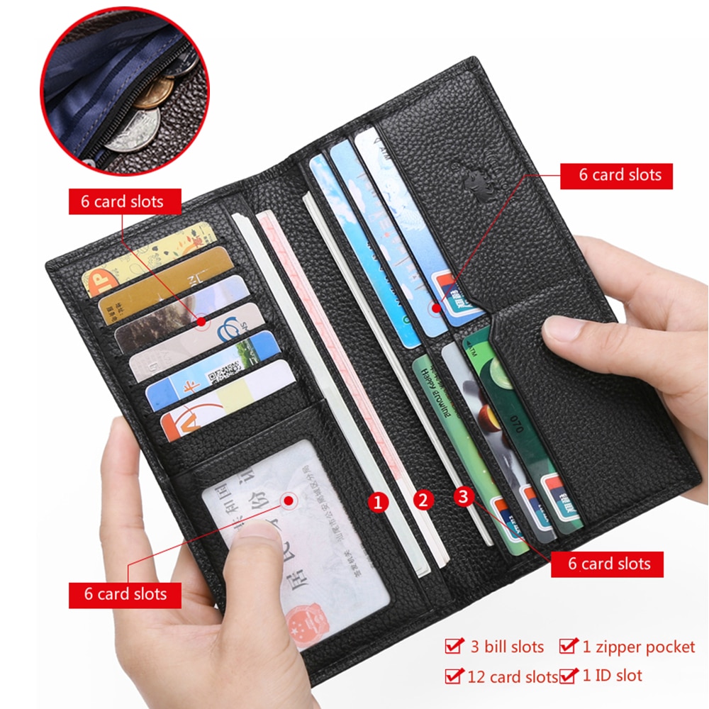 Genuine Leather Men's Wallet Clutch Bag Multi Card Holder Long Wallets Purse  Bag | eBay