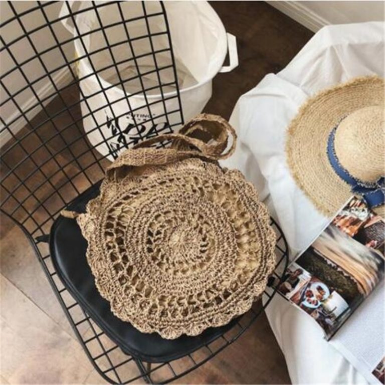 Bohemian’s Hand-knitted Circle Beach Straw Handbags for Women