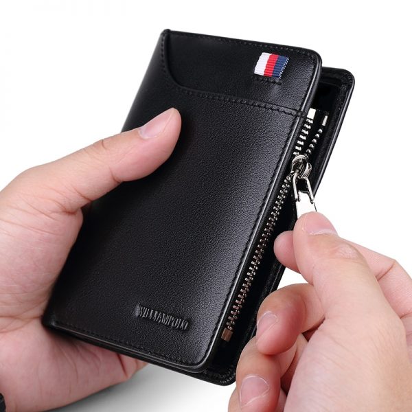 Brand Genuine Leather Men Wallet with Card Holder Man Luxury Short Wallet Purse Zipper Wallets Casual