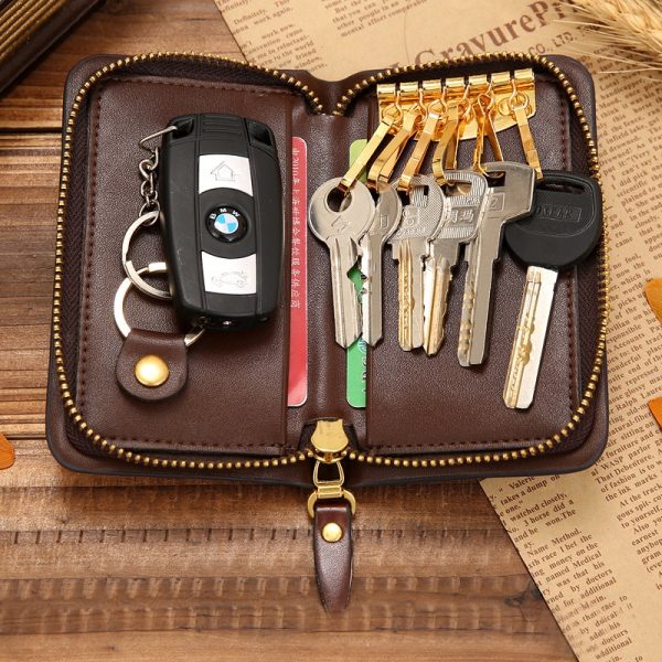 Business Housekeeper Keys Holder Car Key Wallet Keysmart Leather Wallet Keychain Key Pouch Housekeeper Leather Keys