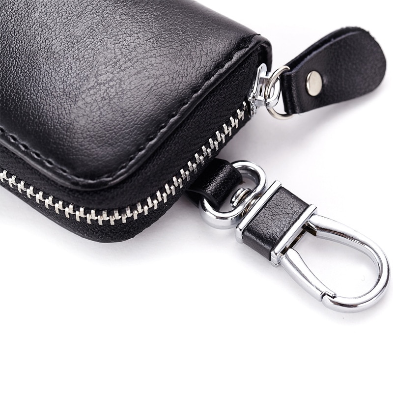 Genuine Leather Car Key Wallets Men Key Holder Housekeeper Keys Organizer Women  Keychain Covers Zipper Key Case Bag Pouch Purse