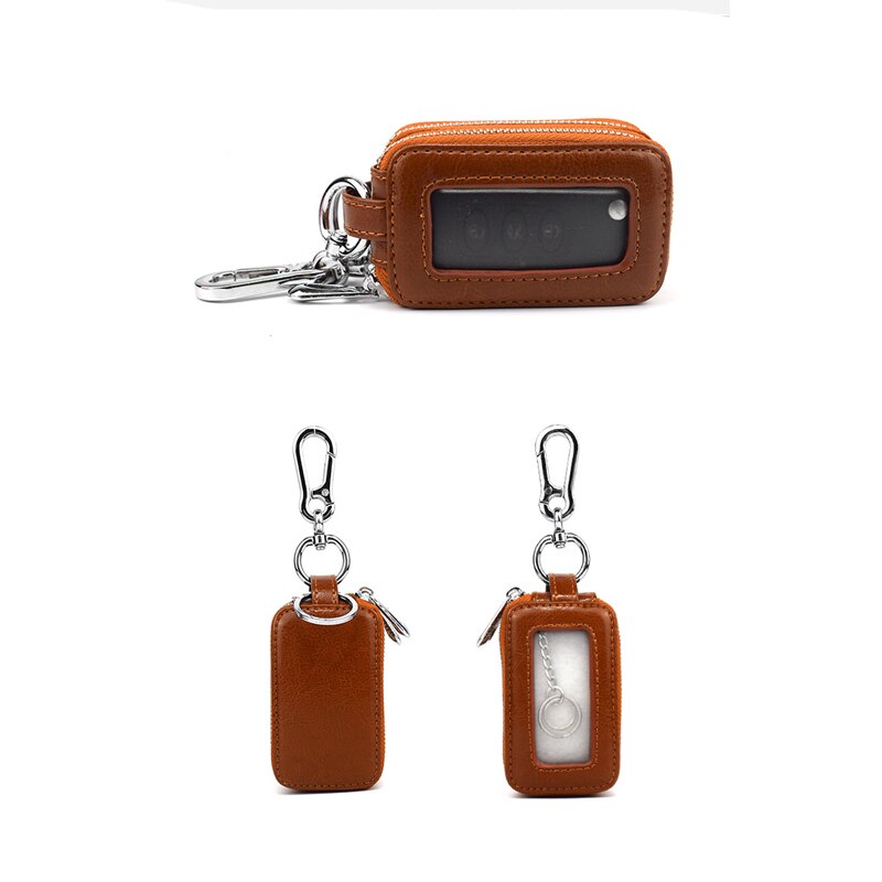 CICICUFF’s Genuine Leather Unisex Double Zipper Keychain Wallets