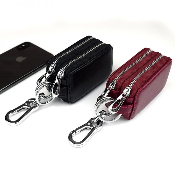 CICICUFF  New Double Zipper Car Key Wallet Man and Woman Genuine Leather Keys Organizer Pouch