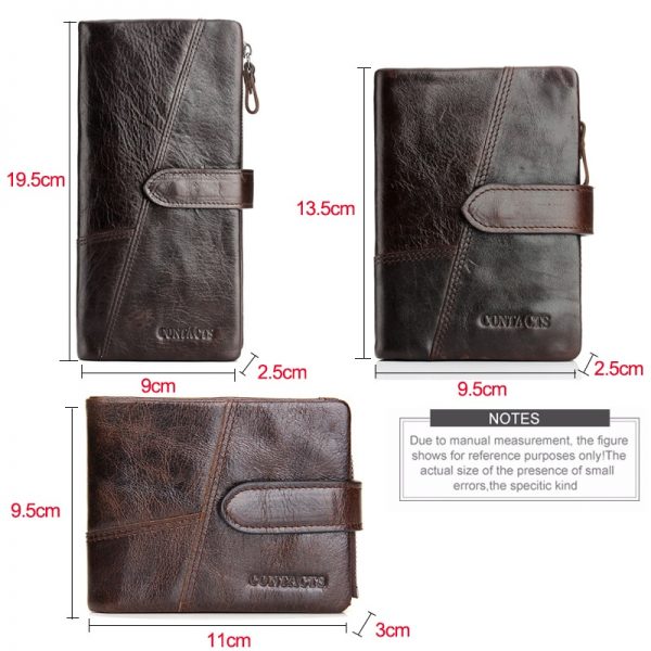 CONTACT S Business Style Fashion Genuine Leather Men Wallets Hasp Zip Men Purse With Coin Pocket