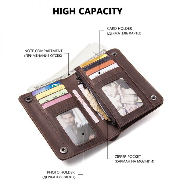 CONTACT S Men Wallets Brand Design Crazy Horse Genuine Leather Male Short Wallet Hasp Man s