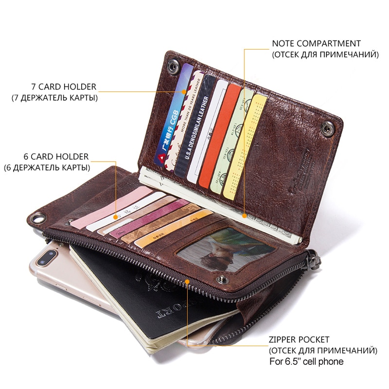 Men's Leather Wallet Credit Card Holder Clutch Coin Purse Luxury