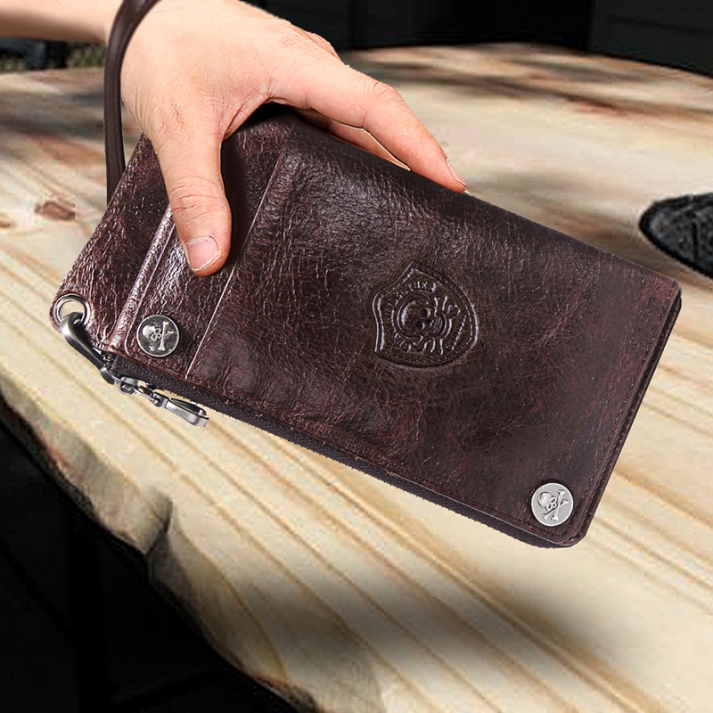 Leather Wallet Men Wallets Luxury Brand Clutch Wallet Brown Money