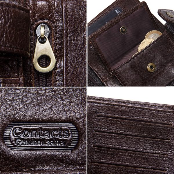 CONTACT S Top Quality Genuine Cow Leather Wallet Men Hasp Design Short Purse With Passport Photo