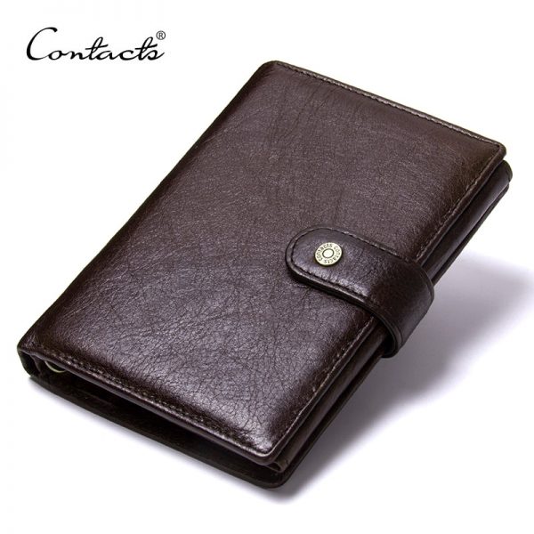 CONTACT S Top Quality Genuine Cow Leather Wallet Men Hasp Design Short Purse With Passport Photo
