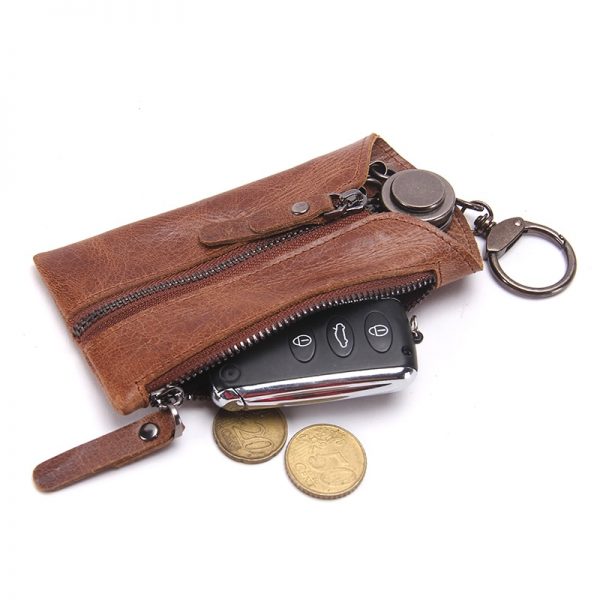 CONTACT S Vintage Genuine Leather Key Wallet Women Keychain Covers Zipper Key Case Bag Men Key
