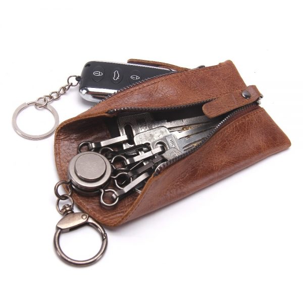 CONTACT S Vintage Genuine Leather Key Wallet Women Keychain Covers Zipper Key Case Bag Men Key