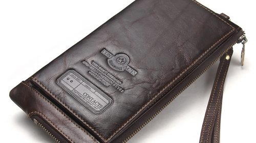 CONTACT S Wristlet Bag Genuine Leather RFID Cellphone Wallet Men s Clutch Wallets Men Credit Card