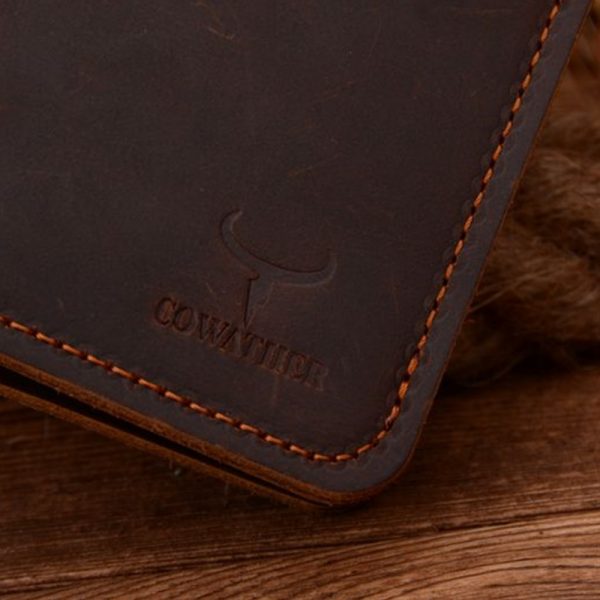 COWATHER   cow genuine leather men wallets vertical style Crazy horse leather newest desgin male