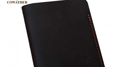 COWATHER   cow genuine leather men wallets vertical style Crazy horse leather newest desgin male