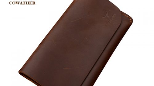 COWATHER  high grade cow genuine Crazy horse leather men wallets long black or coffee fashion