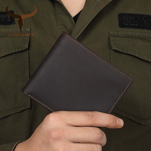COWATHER  high quality leather short wallets for men top cow genuine leather casual men wallet