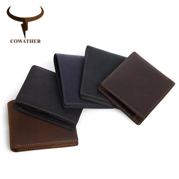 COWATHER  high quality leather short wallets for men top cow genuine leather casual men wallet