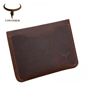 COWATHER  new Credit card holder crazy horse luxury leather high quality small male cards wallet