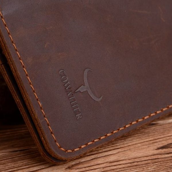 COWATHER high quality cow genuine Crazy horse leather men wallets  long style two color fashion