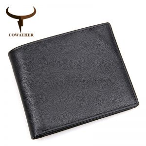COWATHER high quality cow genuine leather men wallets fashion style male purse RFID free shipping