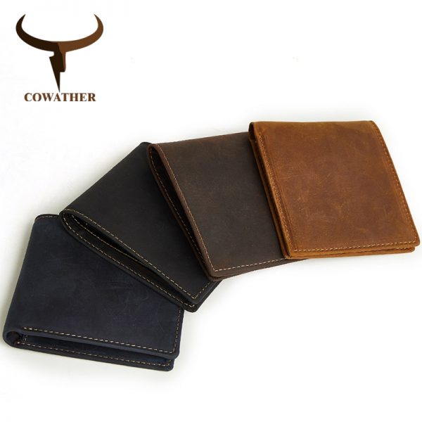 COWATHER high quality genuine leather short wallets for men RFID fashion men wallet good male purse