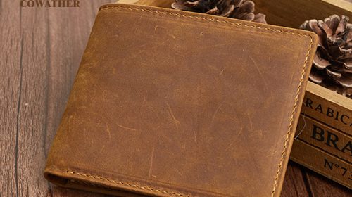 COWATHER high quality genuine leather short wallets for men RFID fashion men wallet good male purse