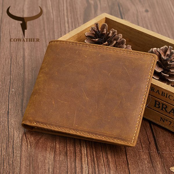 COWATHER high quality genuine leather short wallets for men RFID fashion men wallet good male purse
