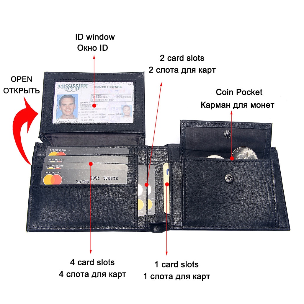 Casual Men's Luxury Leather Bifold Wallet ID Credit Card Holder Billfold  Purse..