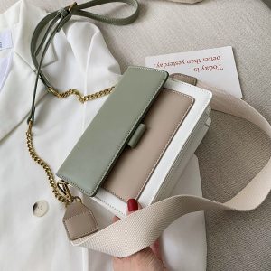 Contrast color Leather Crossbody Bags For Women  Travel Handbag Fashion Simple Shoulder Messenger Bag Ladies