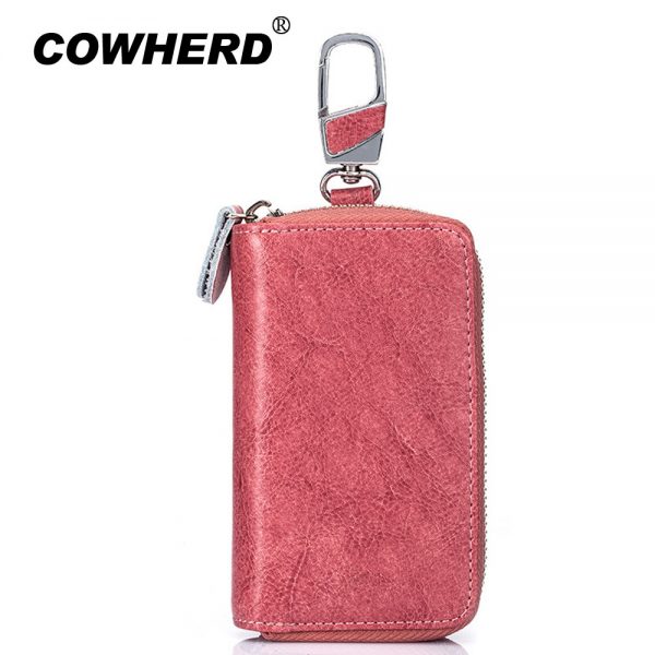 Cowherd Genuine Cow Leather Car Key Wallets Fashion Key Holder Credit Card Housekeeper Organizer Keychain Case