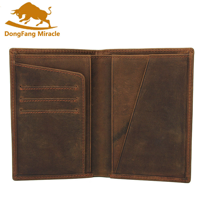 Crazy Horse Leather Long Retro Passport Cover and Card Holders