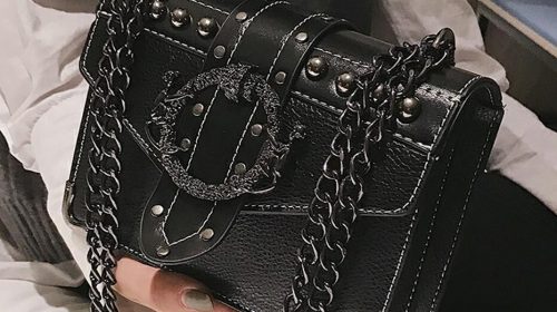 European Fashion Female Square Bag  New Quality PU Leather Women s Designer Handbag Rivet Lock