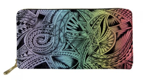 FORUDESIGNS Women Long Wallets Polynesian Zipper Leather Wallet Women Card Holder Ladies Purse Money Bag Carteira