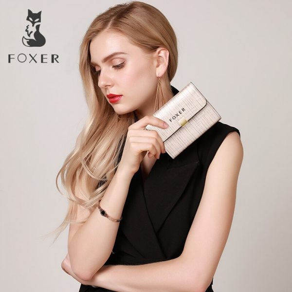 FOXER Brand Lady ID Case Short Style Mini Wallet Business Card Holder Female Purse Driver s