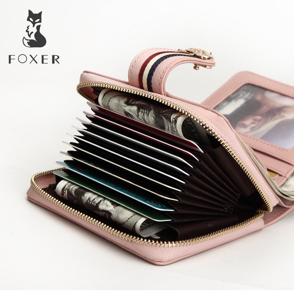  FOXER PVC Faux Leather Wallets for Women, Artificial Leather  Monogram Ladies Small Cute Wallet with Zipper Coin Pocket Women's Mini Short  Wallet Girls Designer Zip Around Wallet Credit Card Holder 