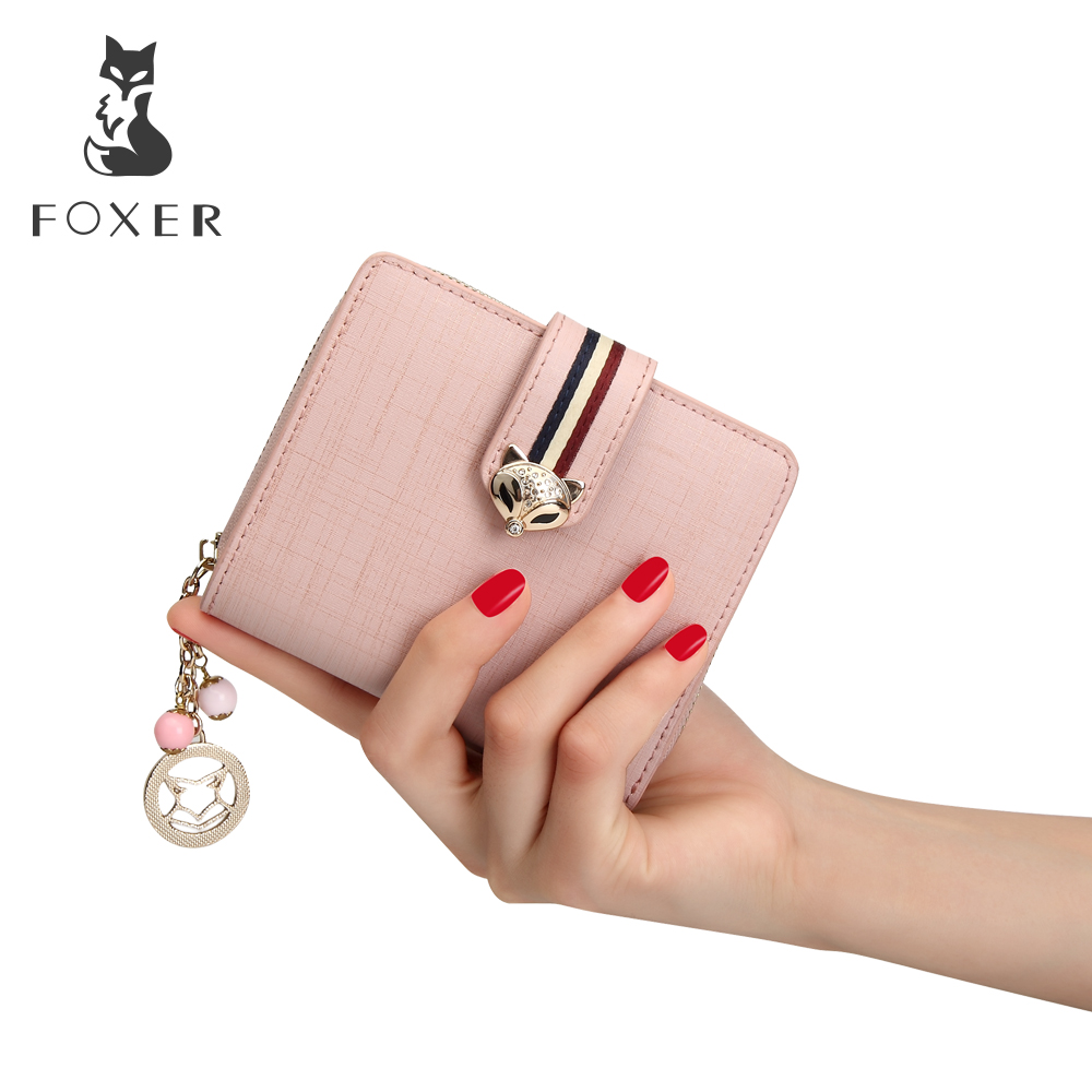  FOXER PVC Faux Leather Wallets for Women, Artificial Leather  Monogram Ladies Small Cute Wallet with Zipper Coin Pocket Women's Mini  Short Wallet Girls Designer Zip Around Wallet Credit Card Holder 