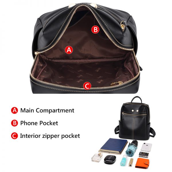 FOXER Brand Women Split Leather Travel Backpack Teenage Casual School Bag Large Capacity Female Fashion Backpack