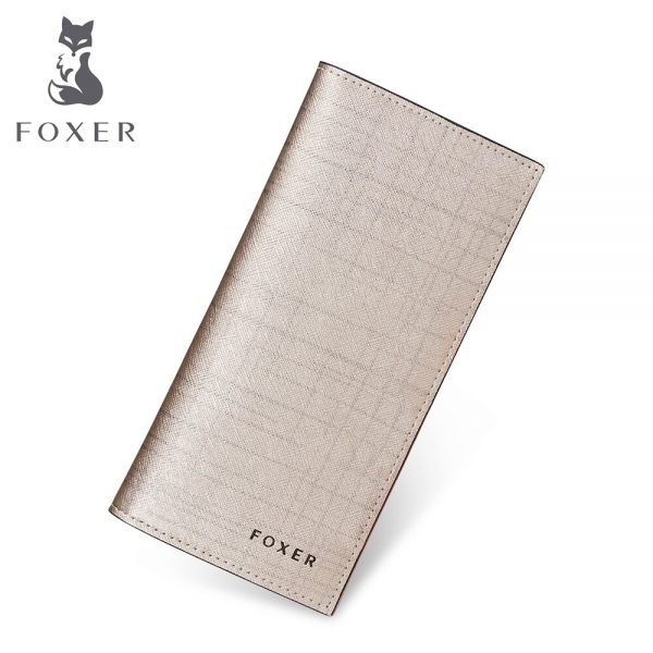 FOXER Women Cow Leather Long Wallet Fashion Classic Cellphone Bag Wallets for Women New Designer Ladies