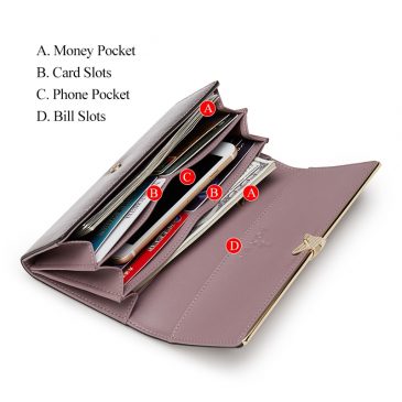 Foxer Luxury Leather Long Clutch Wallets for Women