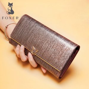 FOXER Women Fashion Leather Long Wallet Female Clutch Cellphone Bag Card Holder Lady Luxury Coin Purse