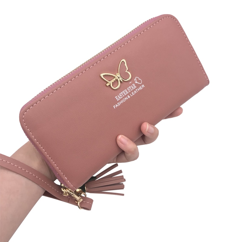  Personalized Butterfly Women Leather Wallet with Flower,  Vintage Custom Name Monarch Floral RFID Blocking Zip Pocket Long Ladies  Travel Clutch Wristlet, Butterfly Gift for Women (Purple) : Handmade  Products