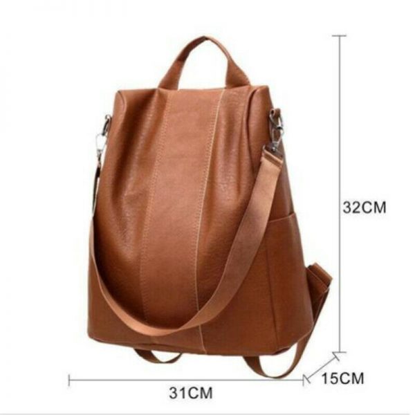 Female anti theft backpack classic PU leather solid color backpack canta fashion shoulder bag