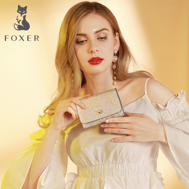 Foxer Luxury Split Leather Small Designer Wallets for Women