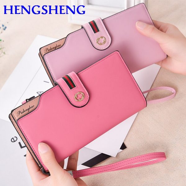 Free shipping HENGSHENG fashion red women wallet with leather long women wallet and phone holder female