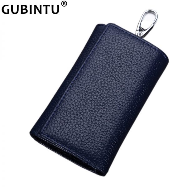 GUBINTU Multifunctional Genuine Leather Men Key Bag Wallet Keychain Three Fold Bag Men Key Holder Housekeeper