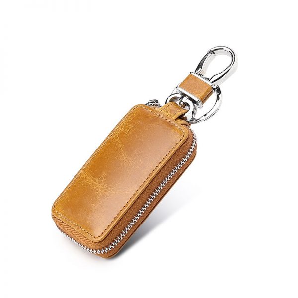 Genuine Leather Car Key Wallet Men Key Holder Housekeeper Keys Organizer Women Keychain Covers Zipper Key