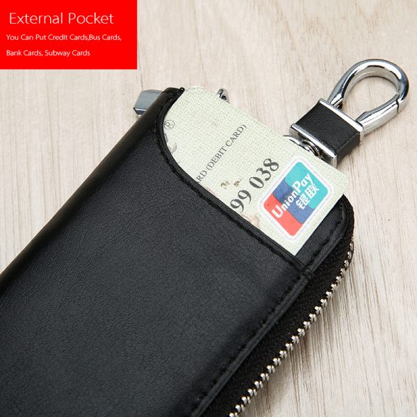 Genuine Leather Key Holder Men Key Wallets Car Keys Organizer Housekeeper Women Keychain Wallet Zipper Key