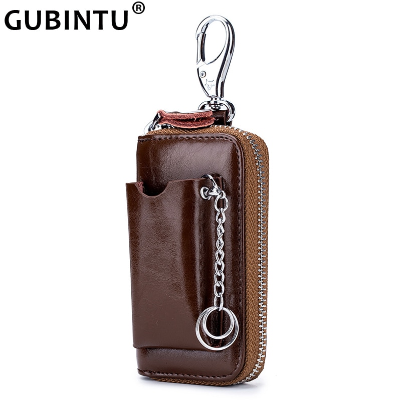 Genuine Leather Key Holder Case Keychain Pouch Bag Car Wallet Key Ring  Unisex